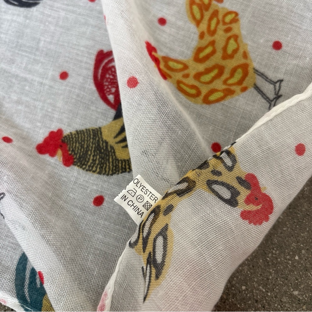 Colorful Rooster Print Scarf - Picture 9 of 12
